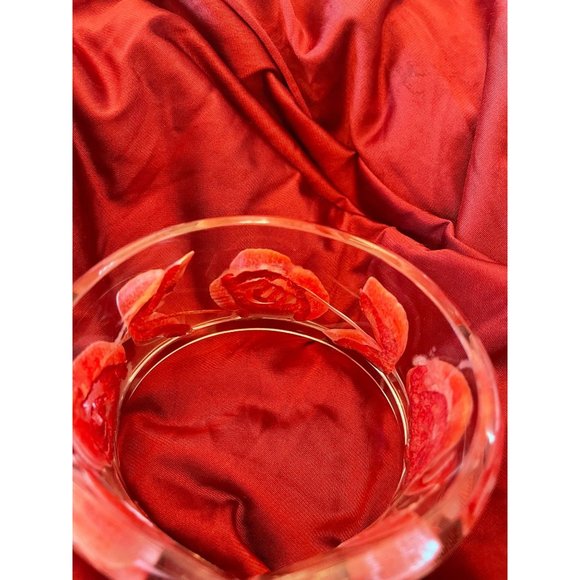 Lucite Bangle With Reverse Incised Roses Chunky Statement Retro - Picture 4 of 8